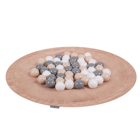 KiddyMoon tapis d'éveil sac à jouets 2en1 pour enfants, Rose De Sables: Beige Pastel/ Gris/ Blanc