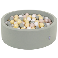 KiddyMoon Piscine À Balles ∅ 7Cm pour Bébé Rond Fabriqué en UE, sauge : beige pastel/vert de gris/jaune pastel/blanc, 90x30cm/300 Balles