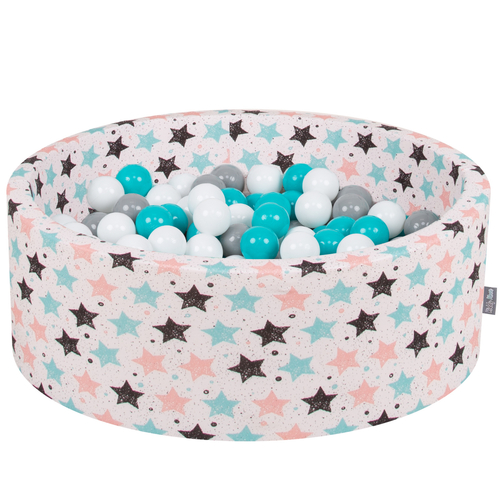 KiddyMoon Piscine à Balles ∅ 7Cm pour Bébé Rond Fabriqué En UE, beige clair, 90x30cm/200 Balles