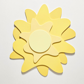 Déco murale KiddyMoon Relief 3D décoration en bois contreplaqué, soleil : jaune, UNI