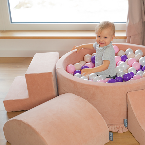 KiddyMoon Aire De Jeux En Mousse Modulable Pour Enfants Avec Housses Amovibles Résistantes Et Matériaux Doux Favorisant Imagination Et Créativité, gris clair, Tonneau/Puf/Puf