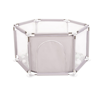 parc bébé hexagonal pliable avec balles plastiques, Gris:blanc/gris/mentha, 100 balles