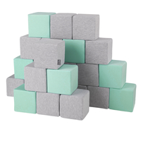 KiddyMoon blocs mous pour bébé cubes de construction en mousse, cubes: gris clair/menthe, 24 Pieces