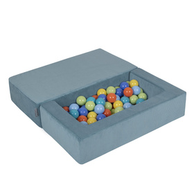 KiddyMoon Canapé en Mousse pour Enfants avec Balles Pour chambre d'enfant Léger Modulable Confortable Housse Amovible Parfait pour Jouer Lire et Se Détendre, bleu: vert clair/orange/turquoise/bleu/babyblue/jaune, Canapé + 100 Balles