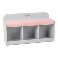 banquette avec étagères pour les enfants KiddyMoon, gris/rose, UNI