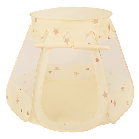 Tente Château Avec Les Balles Plastiques Piscine à Balles Pour Enfants, Beige Clair: Beige Pastel/Blanc/Perle, 105x90cm/100 balles