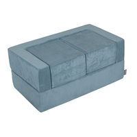 KiddyMoon Canapé en Mousse pour Enfants avec Deux Poufs Pour chambre d'enfant Léger Confortable Polyvalent Housse Amovible Design Moderne Parfait pour Jouer, bleu, Canapé/Pouf