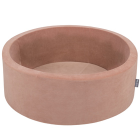 KiddyMoon Velours Piscine à Balles ∅7Cm pour Bébé Rond Fabriqué en EU, rose des sables: beige pastel/cuivre/noir/perle, 90x30cm/300 balles