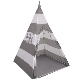 Tipi Tente de Jeu avec Balles Maison de Jeu pour Enfants, grises et blanches rayures , Sans Balles