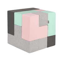 KiddyMoon blocs mous pour bébé cubes de construction en mousse, mix: gris clair/girs foncé/rose/menthe, 9 Pieces