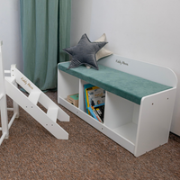 banquette avec étagères pour les enfants KiddyMoon, gris/gris clair, UNI