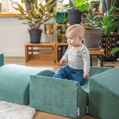 KiddyMoon aire de jeux velours mousse pente L/colline/tunnel/marché, vert forêt, Multi-Taille