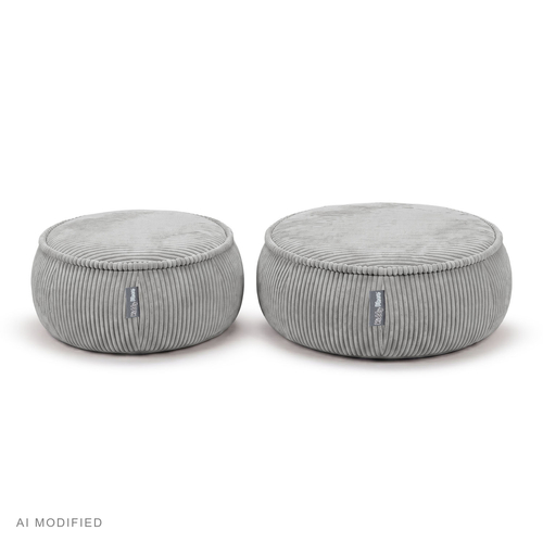 KiddyMoon Pouf enfant en mousse avec housse amovible, gris clair, L