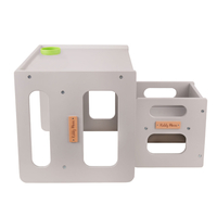 KiddyMoon Table et Chaise pour Enfants Petit Bureau, Gris, Table: 61x44x44 cm/Chaise: 30x30x30 cm