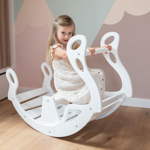 KiddyMoon Bascule pour Enfants Rocker Bébé Balancelle, blanc, 90,6x39x69 cm