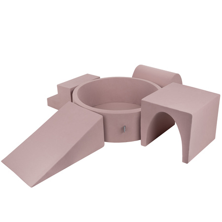 KiddyMoon Aire De Jeux en Mousse avec Rond Piscine à Balles pour Enfants, bruyère: beige pastel/jaune pastel/blanc/menthe/rose poudré, Piscine (200 Balles) + Version 3