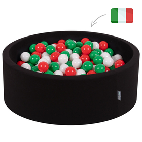 KiddyMoon Piscine à Balles ∅ 7Cm pour Bébé Rond Fabriqué En UE, Italie: vert/blanc/rouge, 90x30cm/200 balles