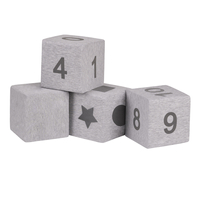 KiddyMoon blocs mous pour bébé cubes de construction en mousse, mix: gris clair/typographie, 4 Pieces