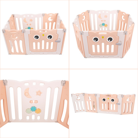 Selonis Parc Bébé Pliable avec Balles Colorées Pour Enfants, blanc-rose:blanc/gris/transparent, 6+2 Panneau/200 Balles