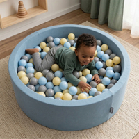 KiddyMoon Piscine À Balles ∅ 7Cm pour Bébé Rond Fabriqué en UE, bleu: beige pastel/blanc/perle, 90x30cm/300 Balles