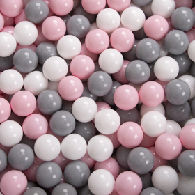 KiddyMoon Aire De Jeux en Mousse avec Carré Piscine À Balles pour Enfants, rose:blanc/gris/rose poudré, Piscine (200 Balles) + Version 6