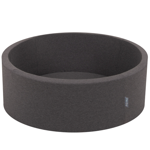 KiddyMoon Piscine à Balles ∅ 7Cm pour Bébé Rond Fabriqué En UE, gris foncé: gris/blanc/transparent/babyblue, 90x30cm/200 balles