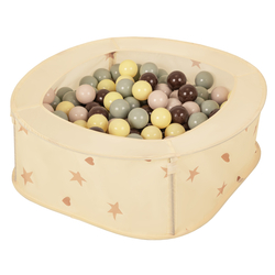 NK-200X piscine aire de jeux pliable avec balles, Beige Clair: Beige Pastel/Vert de Gris/Jaune Pastel/Brun, 100 Balles