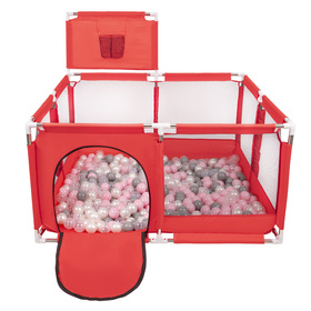 parc bébé avec balles plastiques aire de jeu pliable basket, Rouge:perle/gris/transparent/rose poudré, 200 balles