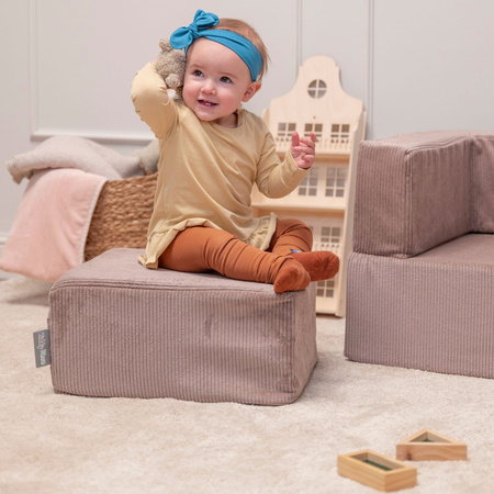 KiddyMoon Ensemble de Deux Poufs en Mousse pour Enfants Siège Pour chambre d'enfant Confortable Léger Housse Amovible Design Élégant Idéal pour Jouer et Se Détendre, beige foncé, Pouf