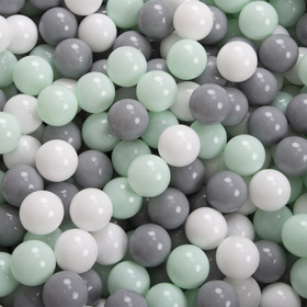 KiddyMoon Aire De Jeux en Mousse avec Carré Piscine À Balles pour Enfants, bleu foncé:blanc/gris/menthe, Piscine (100 Balles)+ Pente