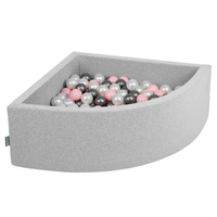 KiddyMoon Piscine à Balles ∅ 7Cm pour Bébé Quart Angulaire Fabriqué En UE, gris clair: perle/rose poudré/argent, 90x30cm/200 Balles