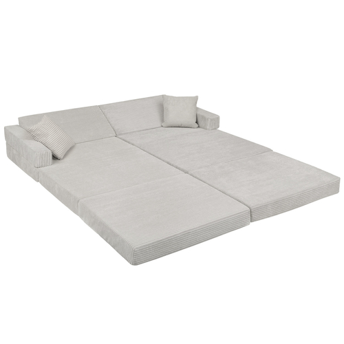 KiddyMoon Canapé Pliant pour Enfants, Canapé Convertible pour Chambre et Salle de Jeux, Matelas au Sol, Mini-Canapé, gris clair, Canapés avec 2 Oreillers