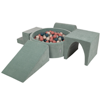 KiddyMoon Parcours Motricité En Mousse Avec Balles Enfants Favorise Créativité, Vert : turquoise foncé/beige pastel/vert de gris/saumon, Piscine (300 Balles) + Version 3