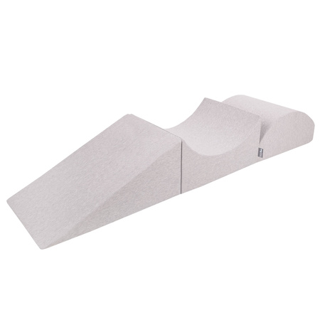KiddyMoon Aire De Jeux en Mousse avec Rond Piscine à Balles pour Enfants, gris clair: blanc/gris/menthe, Piscine (300 Balles) + Version 4