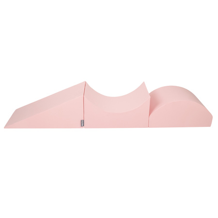 KiddyMoon Aire De Jeux en Mousse avec Carré Piscine À Balles pour Enfants, rose:blanc/gris/rose poudré, Piscine (200 Balles) + Version 4