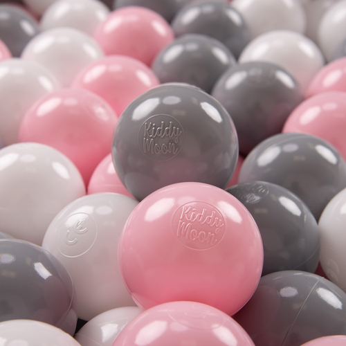 KiddyMoon Balles Colorées Plastique ∅7cm pour Piscine Enfant Bébé Fabriqué en EU, blanc/gris/rose poudré, 700 Balles/7cm