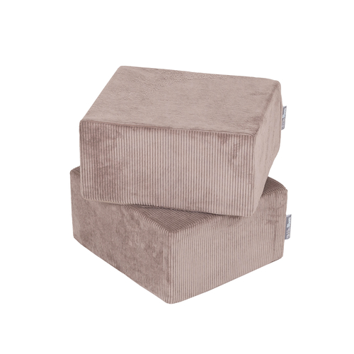 KiddyMoon Ensemble de Deux Poufs en Mousse pour Enfants Siège Pour chambre d'enfant Confortable Léger Housse Amovible Design Élégant Idéal pour Jouer et Se Détendre, beige foncé, Pouf