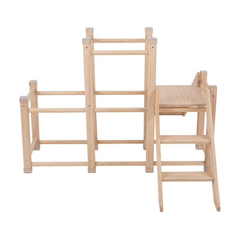 KiddyMoon aire de jeux en bois avec toboggan pour enfants, , UNI