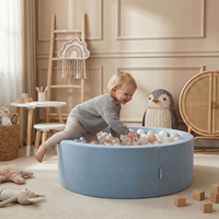 KiddyMoon Piscine À Balles ∅ 7Cm pour Bébé Rond Fabriqué en UE, bleu: beige pastel/blanc/perle, 90x30cm/300 Balles