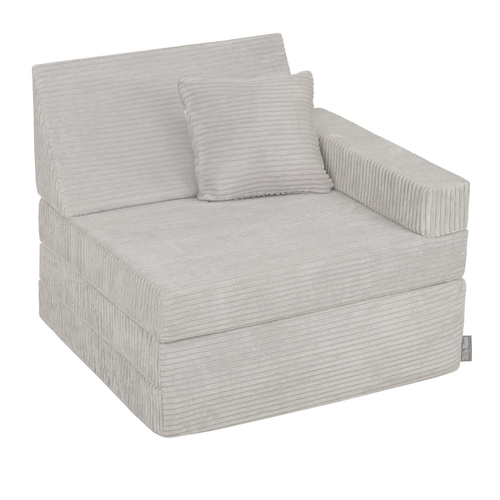 KiddyMoon Fauteuil Enfant Convertible en Mousse, Fauteuil pour Enfants Chaise pour Chambre d'Enfants Matelas Pliable Matelas Fauteuil Relax Fauteuil Douillet, gris clair, Fauteuil avec Oreiller