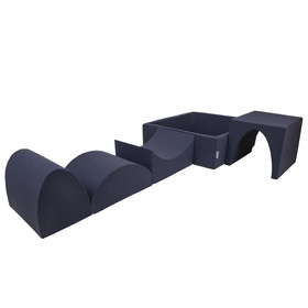 KiddyMoon Aire De Jeux en Mousse avec Carré Piscine À Balles pour Enfants, bleu foncé:perle/gris/transparent/babyblue/menthe, Piscine (200 Balles) + Version 1