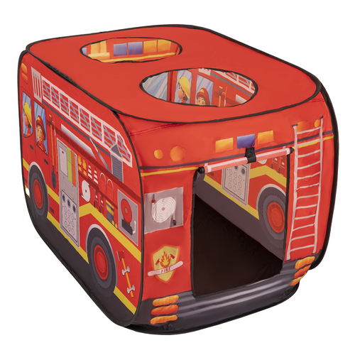Tente De Jeu Enfant Camion De Pompiers Avec Boules Incluses Pour Intérieur Extérieur Cadeau Développement Sensoriel Et Jeux De Rôle Montessori, rouge: gris-jaune-rouge, 100 balles