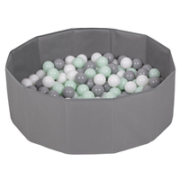 piscine à balles multicolores piscine pliable pour les enfant, gris: blanc/gris/menthe, 300 balles