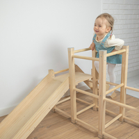 KiddyMoon aire de jeux en bois avec toboggan pour enfants, , UNI