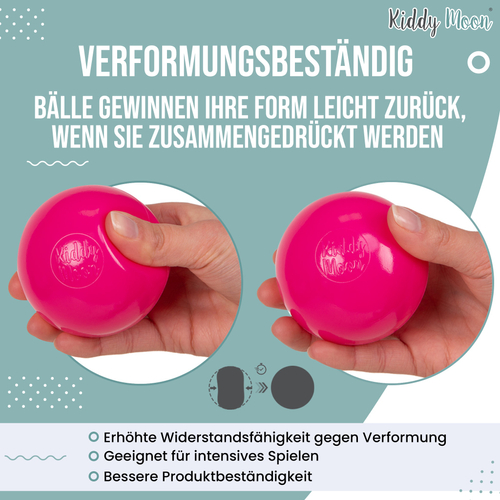 KiddyMoon Balles Colorées Plastique ∅7cm pour Piscine Enfant Bébé Fabriqué en EU, rose poudré/perle/or, 50 Balles/7cm