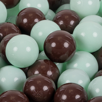 KiddyMoon Balles Colorées Plastique ∅7cm pour Piscine Enfant Bébé Fabriqué en EU, menthe/brun, 50 Balles/7cm