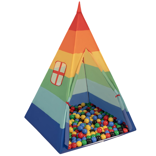 Tipi Tente de Jeu avec Balles Maison de Jeu pour Enfants, multicolore: noir/jaune/bleu/rouge/vert, 100 Balles