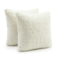 KiddyMoon Lot de 2 Coussins Décoratifs pour Enfant Et Housse Teddy Chambre Enfant, crème, 2 Oreillers