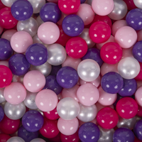 KiddyMoon Balles Colorées Plastique ∅7cm pour Piscine Enfant Bébé Fabriqué en EU, rose poudré/perle/transparent, 100 Balles/7cm