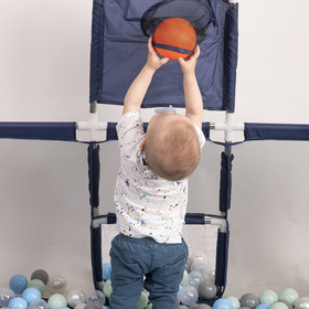 parc bébé avec balles plastiques aire de jeu pliable basket, beige : beige pastel/bleu pastel/jaune pastel/menthe, 100 balles
